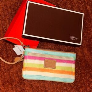 Coach Colorful Striped Wristlet